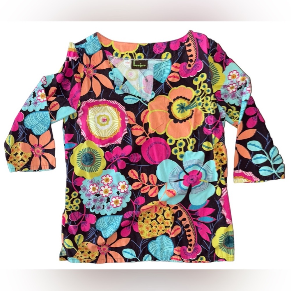 Boojue Colorful Floral Long Sleeve Tunic